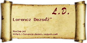 Lorencz Dezső névjegykártya